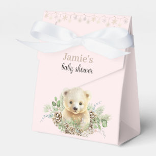 Cute Polar Bear Pink Winter Baby Shower Favour Box