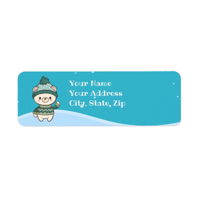 Cute Polar Bear Return Address Label (Front)