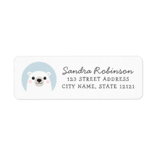 Cute polar bear return address label