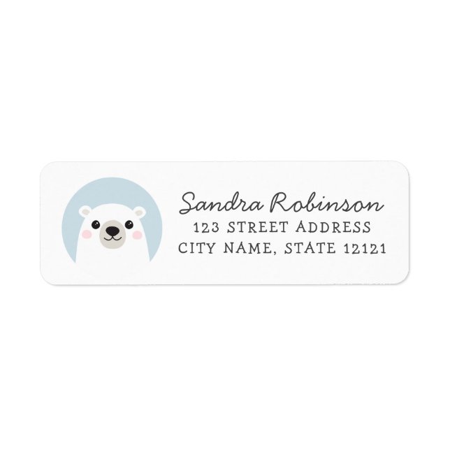 Cute polar bear return address label (Front)