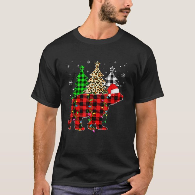Cute Polar Bear Santa Hat Christmas Tree Lights Xm T-Shirt (Front)