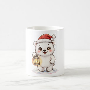 Cute Polar Bear Santa Lantern Christmas Mug