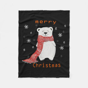 Cute Polar Bear Scarf Merry Christmas Xmas Holiday Fleece Blanket