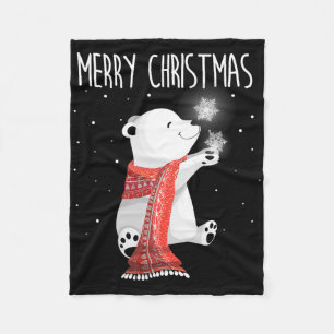 Cute Polar Bear Scarf Merry Christmas Xmas Holiday Fleece Blanket