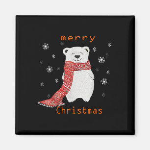 Cute Polar Bear Scarf Merry Christmas Xmas Holiday Magnet