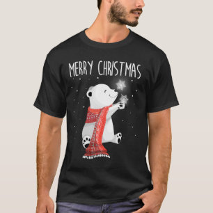 Cute Polar Bear Scarf Merry Christmas Xmas Holiday T-Shirt