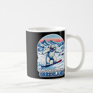 Cute Polar Bear Snowboarding In Greenland  Coffee Mug