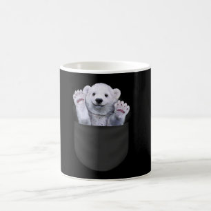 Cute Polar Bear Waving From Pocket Bear Lover Coffee Mug