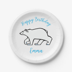  Cute POLAR BEAR - Wild animals - Party  Paper Plate
