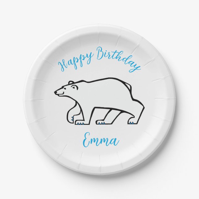  Cute POLAR BEAR - Wild animals - Party  Paper Plate (Front)