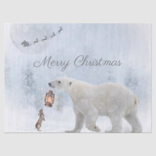 Cute Polar Bear Wild Rabbit Santa Winter Christmas Tissue Paper