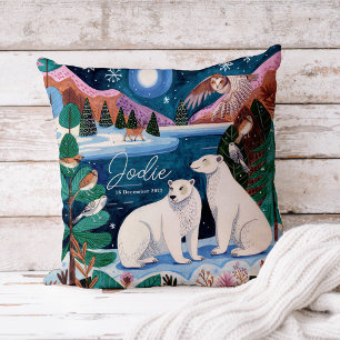 Cute Polar Bear Winter Baby Shower Cushion