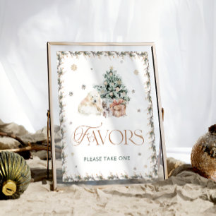 Cute Polar Bear Winter Baby Shower Favours Poster