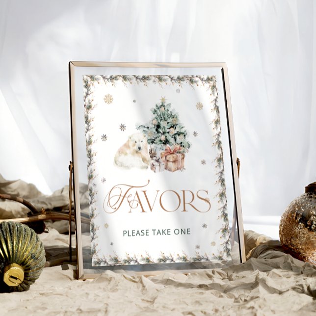 Cute Polar Bear Winter Baby Shower Favours Poster (Creator Uploaded)