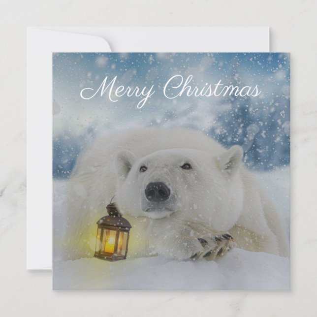 Cute Polar Bear Winter Christmas Holiday Card (Front)