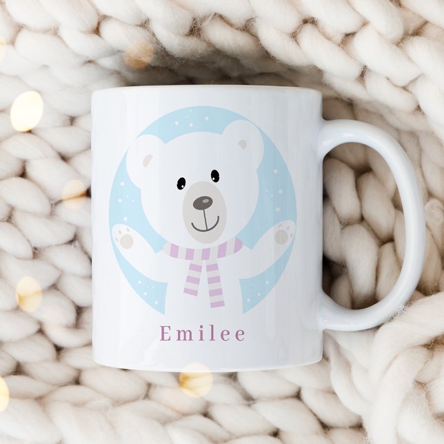 Cute Polar Bear with Pink Scarf Christmas Coffee Mug (Creator Uploaded)