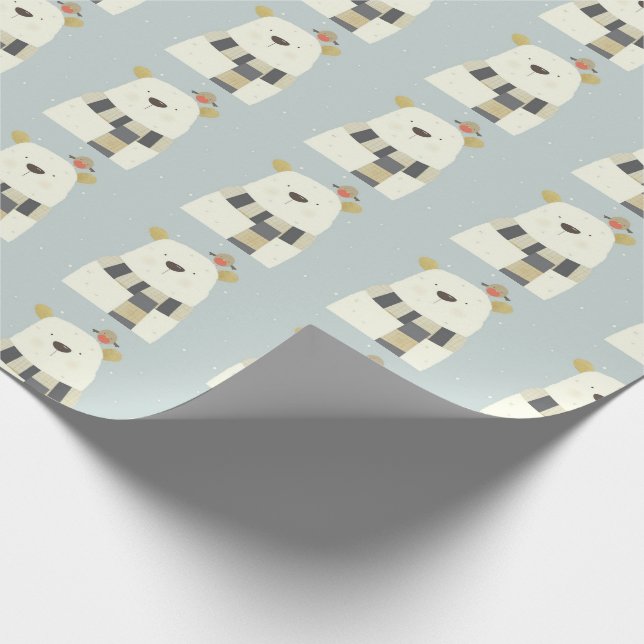 Cute Polar Bear Wrapping Paper (Corner)