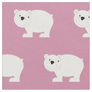 Cute Polar Bears Baby Nursery Decor Pink Fabric