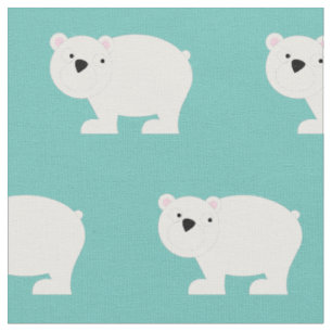 Cute Polar Bears Baby Nursery Decor Teal Fabric