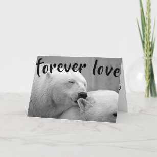 Cute Polar Bears Black White Valentine's Day Holiday Card