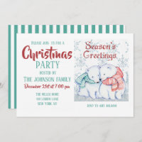 Cute Polar Bears in Red and Green Scarf