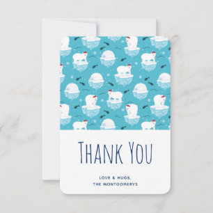 Cute Polar bears in Santa Hats Christmas Design Thank You Card