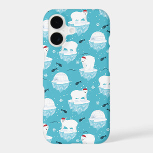 Cute Polar bears in Santa Hats Christmas Pattern