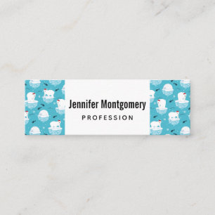 Cute Polar bears in Santa Hats Christmas Pattern Mini Business Card