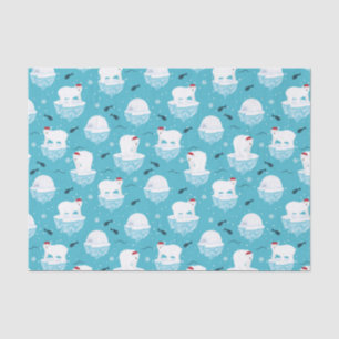 Cute Polar bears in Santa Hats Christmas Pattern Tissue Paper