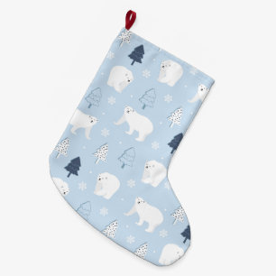 Cute Polar Bears Large Christmas Stocking