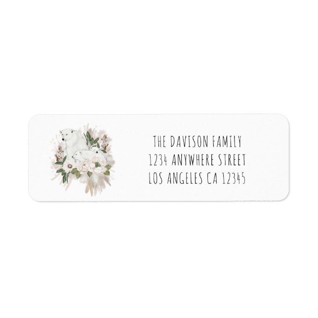 Cute Polar Bears Return Name Address Return Address Label (Front)
