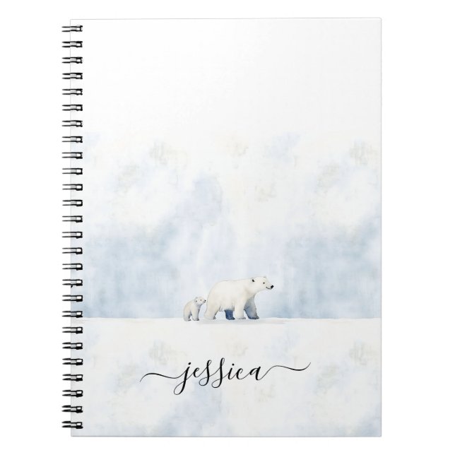 Cute polar bears script name notebook (Front)