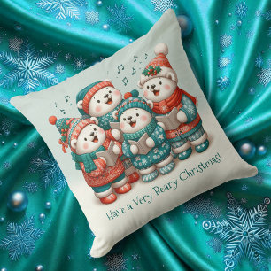Cute Polar Bears Sing Have a Very Beary Christmas! Cushion