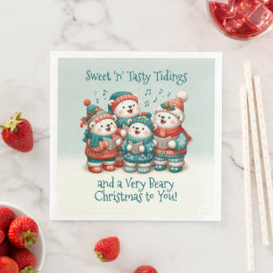 Cute Polar Bears Sing Have a Very Beary Christmas! Napkin