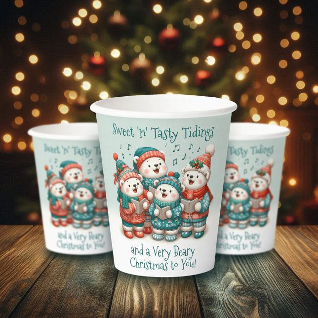 Cute Polar Bears Sing Have a Very Beary Christmas! Paper Cups (Cute Polar Bears Sing Have a Very Beary Christmas! Paper Cups Cover Photo)