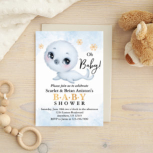 Cute Polar Seal Arctic Baby Shower Invitation