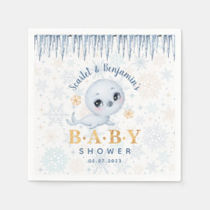 Cute Polar Seal Arctic Baby Shower Napkin