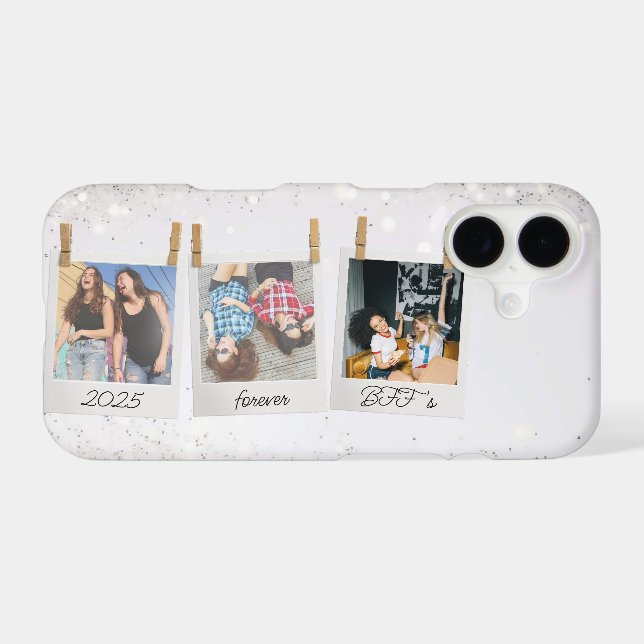 Cute Polaroid Snaps Photo Collage Friends BFF's  iPhone Case (Back Horizontal)
