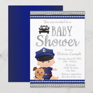 Cute Police Baby Shower Invitations