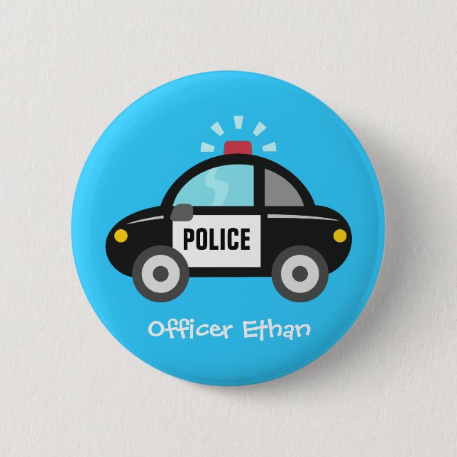 Cute Police Car with Siren For Kids 6 Cm Round Badge (Front)
