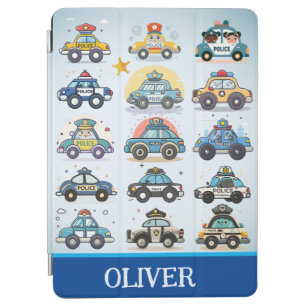 Cute Police Cars Pattern Personalised iPad Air Cover