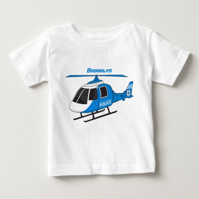 Cute police department helicopter chopper cartoon baby T-Shirt (Front)