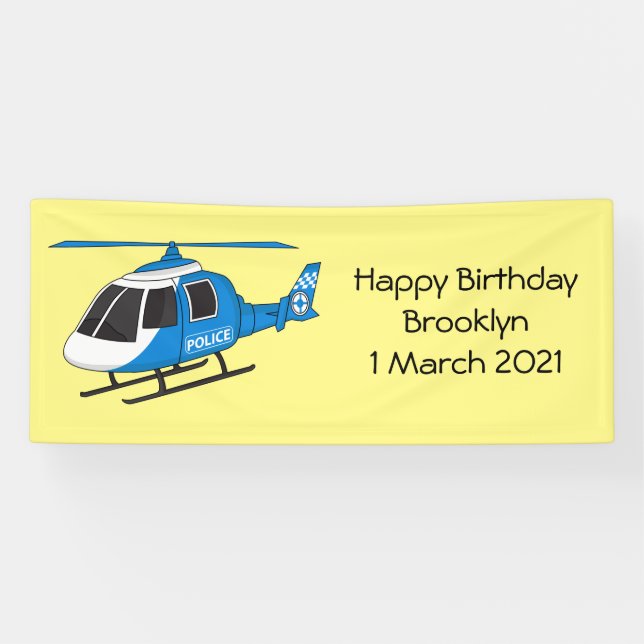 Cute police department helicopter chopper cartoon banner (Horizontal)