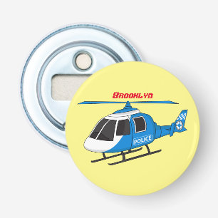 Cute police department helicopter chopper cartoon bottle opener