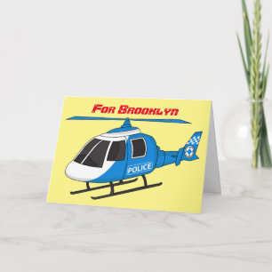 Cute police department helicopter chopper cartoon card