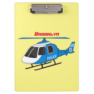 Cute police department helicopter chopper cartoon clipboard