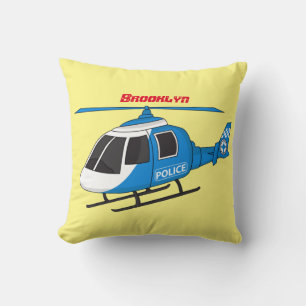 Cute police department helicopter chopper cartoon cushion