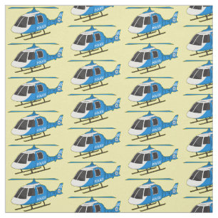 Cute police department helicopter chopper cartoon fabric