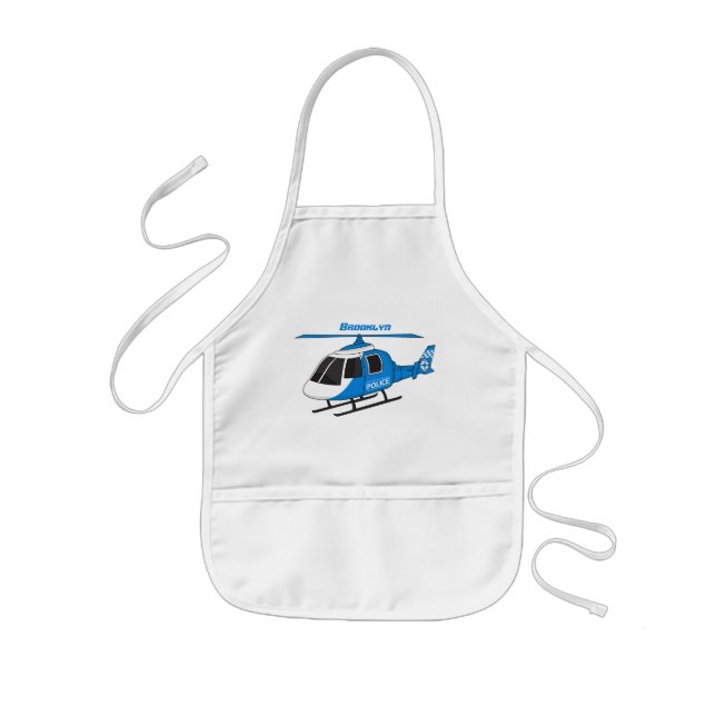 Cute police department helicopter chopper cartoon kids apron (Front)