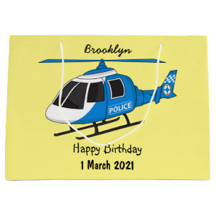 Cute police department helicopter chopper cartoon  large gift bag
